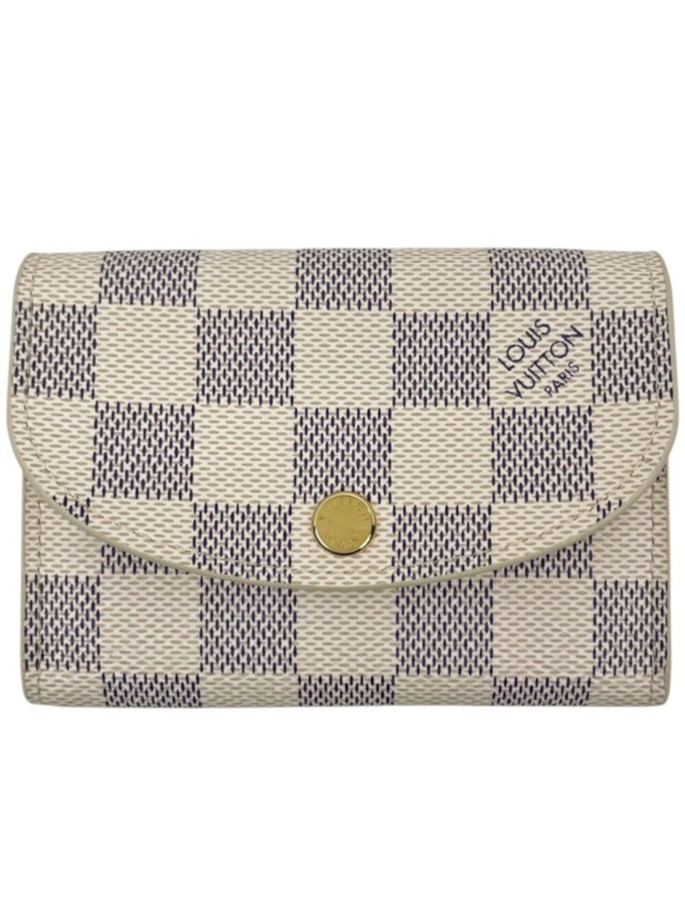Louis Vuitton Porte Monnaie Rosalie Coin Purse Bifold Damier Azur White Rose